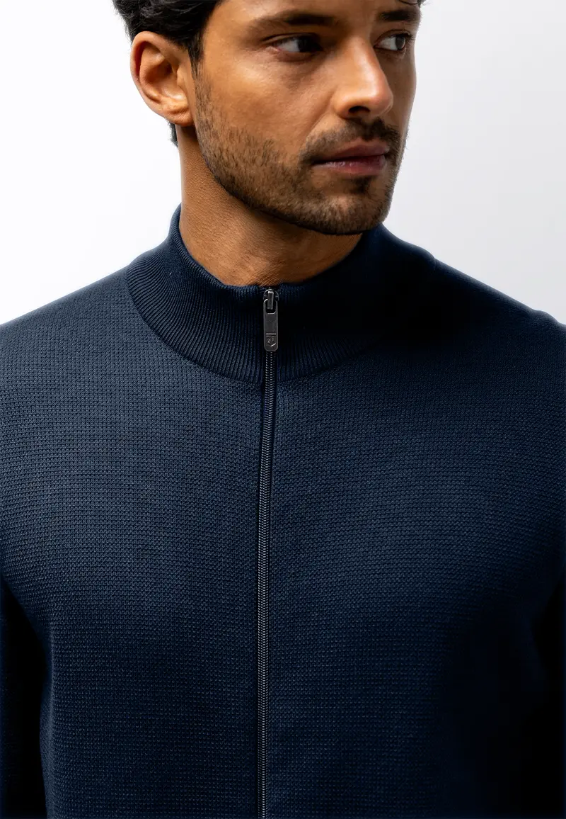 Blue structured cotton cardigan State of Art - 16119/5814