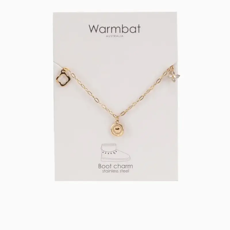 Boot Charm Stainless Steel + Pendants Gold