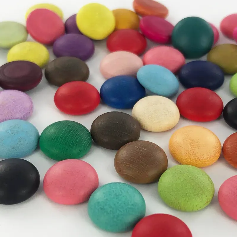 Bouton plaksteen hout mat mix 10mm per 50 stuks