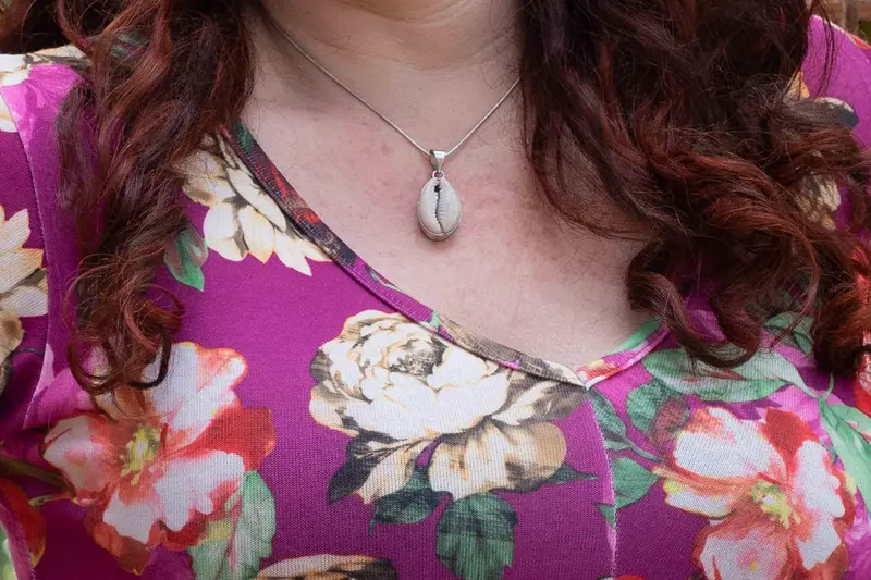 Brass Cowrie shell - silver color necklace