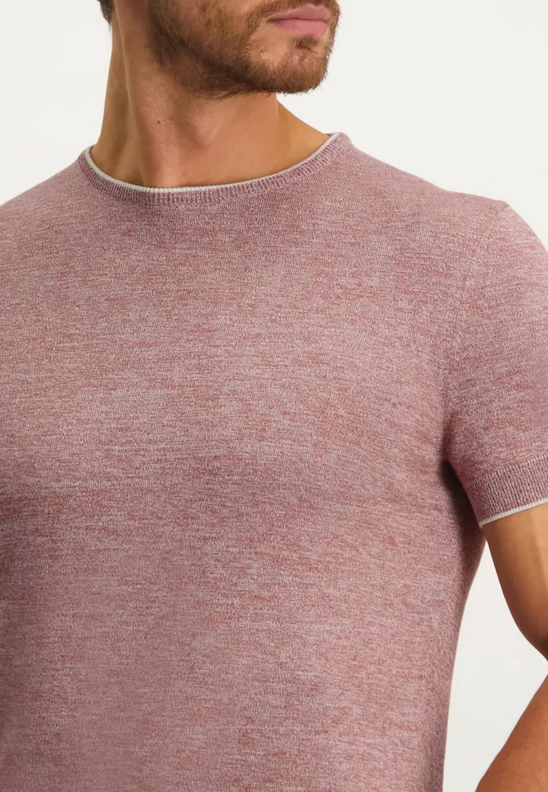 Brick red short sleeve cotton pullover State of Art - 13059/2992