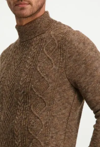 Brown cable cotton turtleneck State of Art - 21066