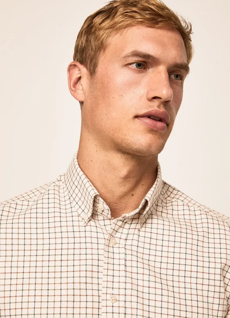 Brown checkered slim fit shirt Hackett - HM309167/8DI