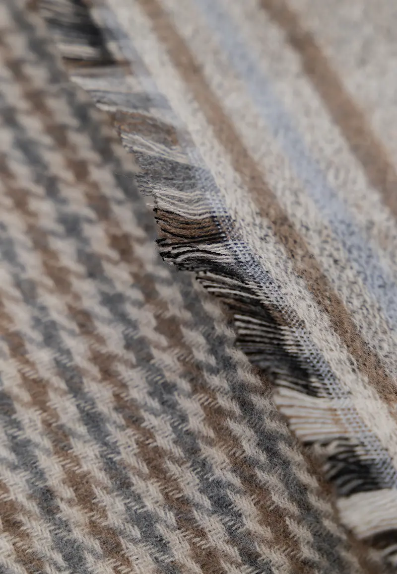 Brown grey checkered scarf State of Art - 26889/5314