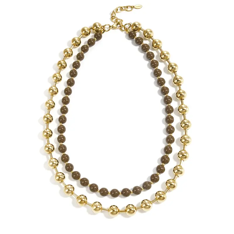 Brown Pearl Luxe Ketting Goudkleurig