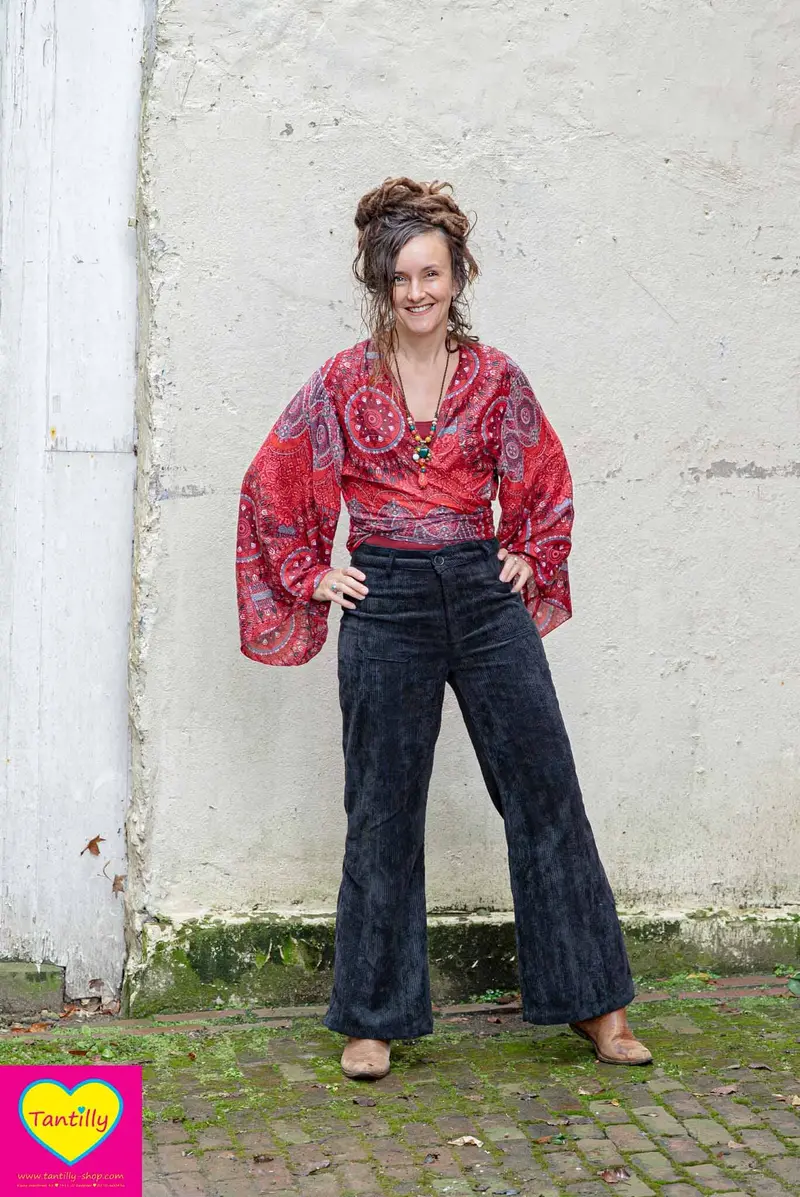Butterfly wrap cardigan - red velvet - rayon