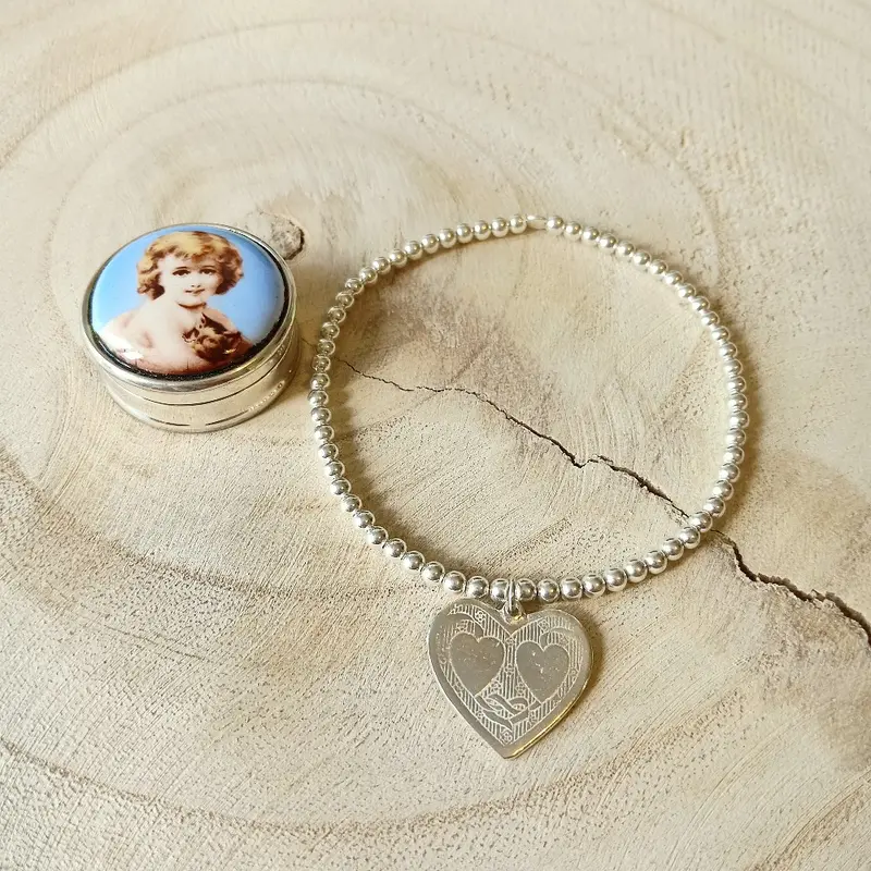 Cadeau set zilveren armband  en pillendoosje