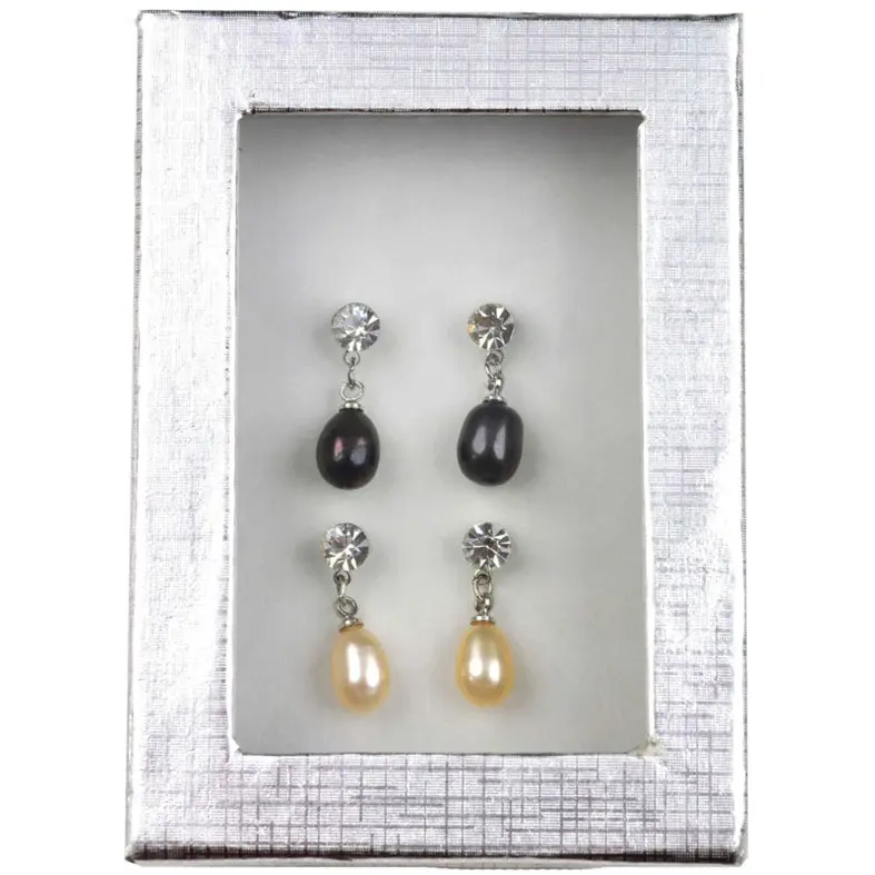 Cadeau set zoetwater parel oorbellen Big Crystal Pearl B-Pe