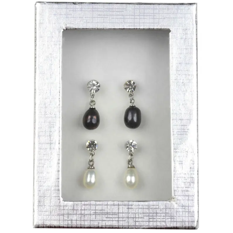 Cadeau set zoetwater parel oorbellen Big Crystal Pearl W-B