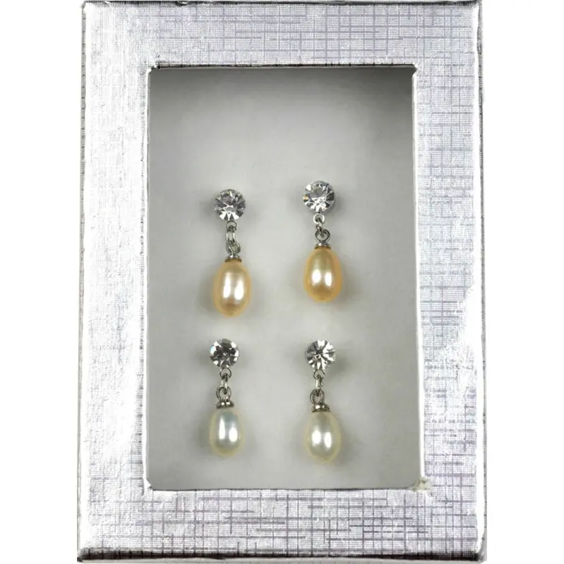 Cadeau set zoetwater parel oorbellen Big Crystal Pearl W-Pe