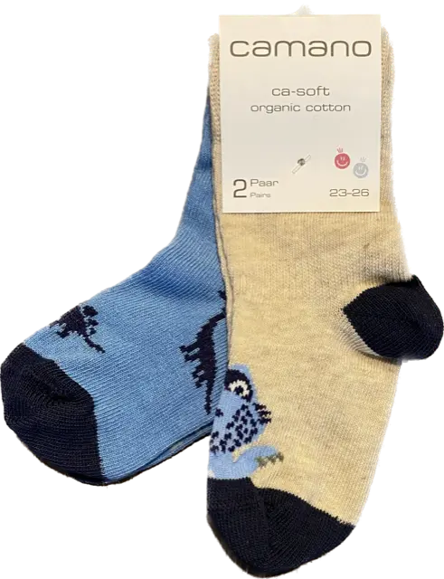 Camano - Baby Sokken - Organic Cotton - Dino / Naturel Mel   2 Pack