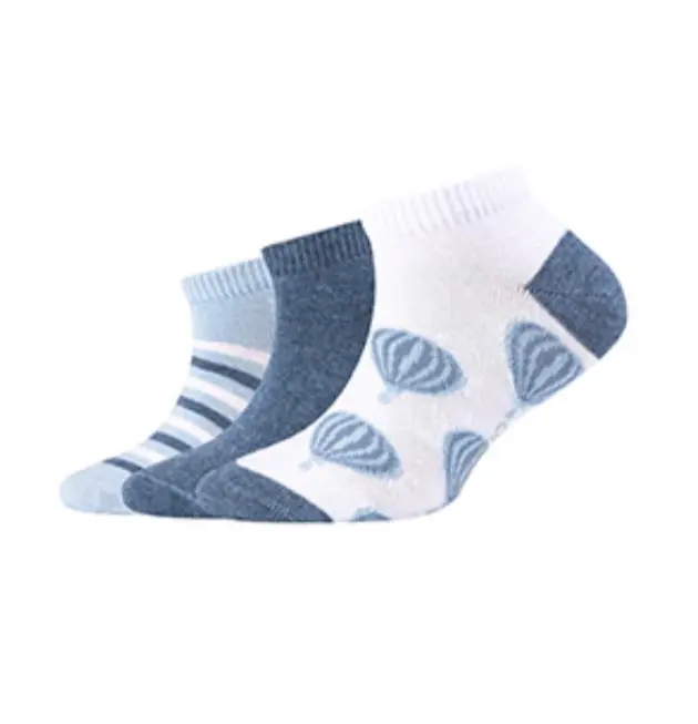 Camano - Kids - Sneakersokken Ice Blauw - Met Print 3 Pack