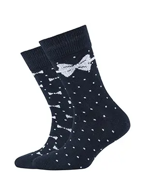Camano - Kindersokken - Organic Cotton - Bows/ Navy 2 Pack