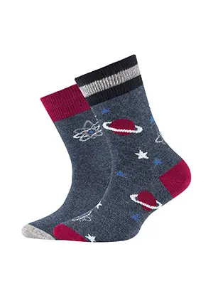 Camano - Kindersokken - Organic Cotton - Space/ Blue Melange 2 Pack