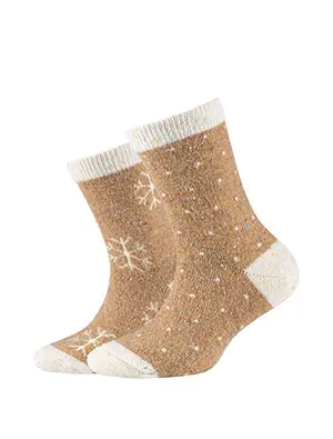 Camano - Kindersokken - Tweed - Sterren/ Nougat 2 Pack