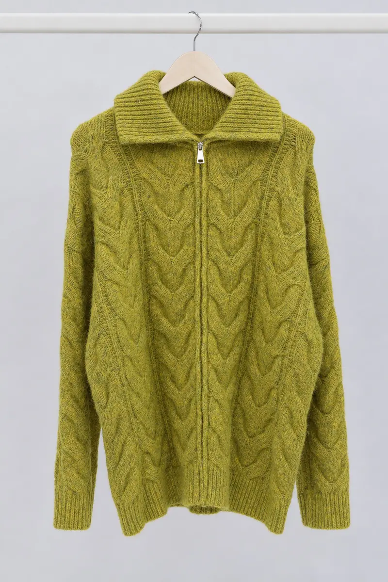 Cardigan torsadé vert