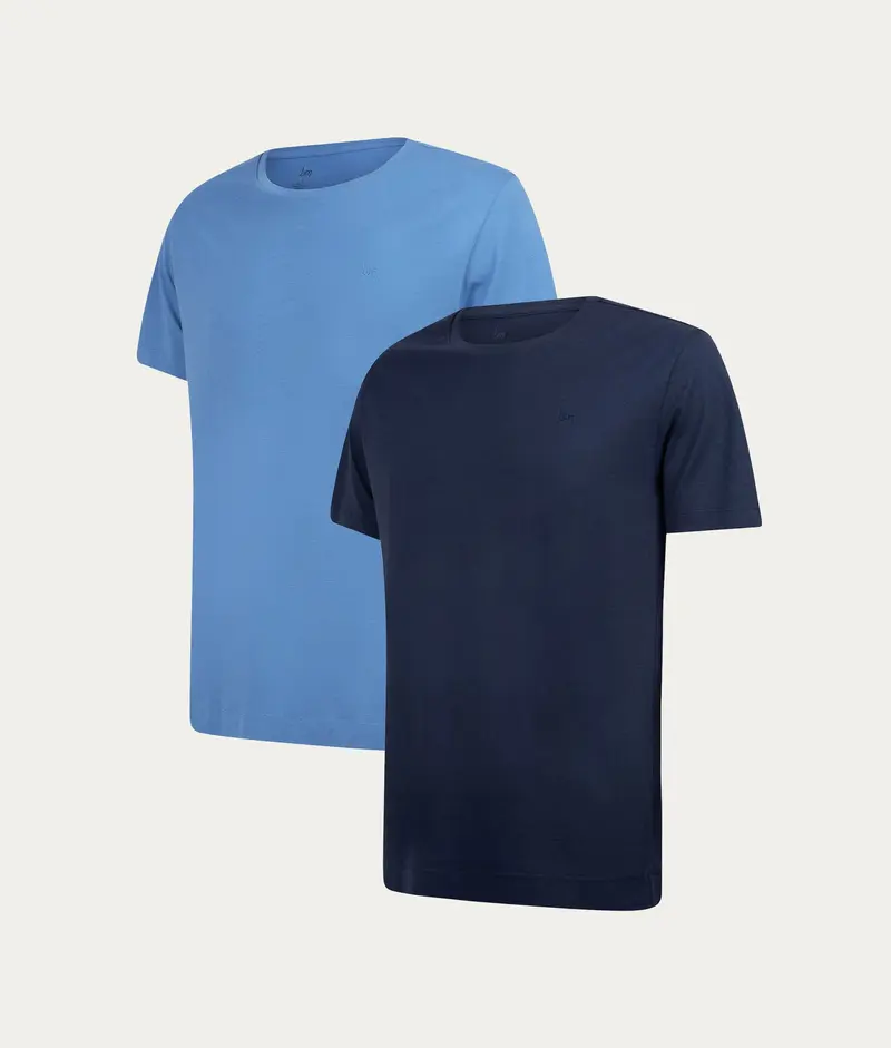Casual T-shirt - Donkerblauw & Lichtblauw (2-pack)