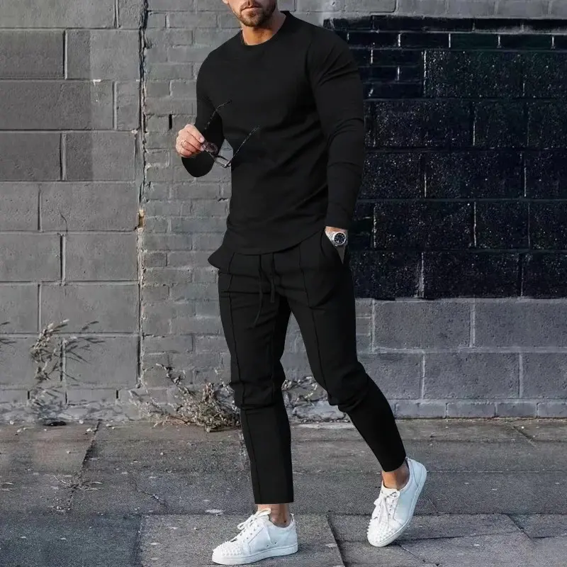 Casual T-shirt met lange mouwen en broek voor heren