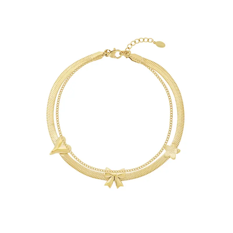 Charming Bow Enkelbandje Goudkleurig