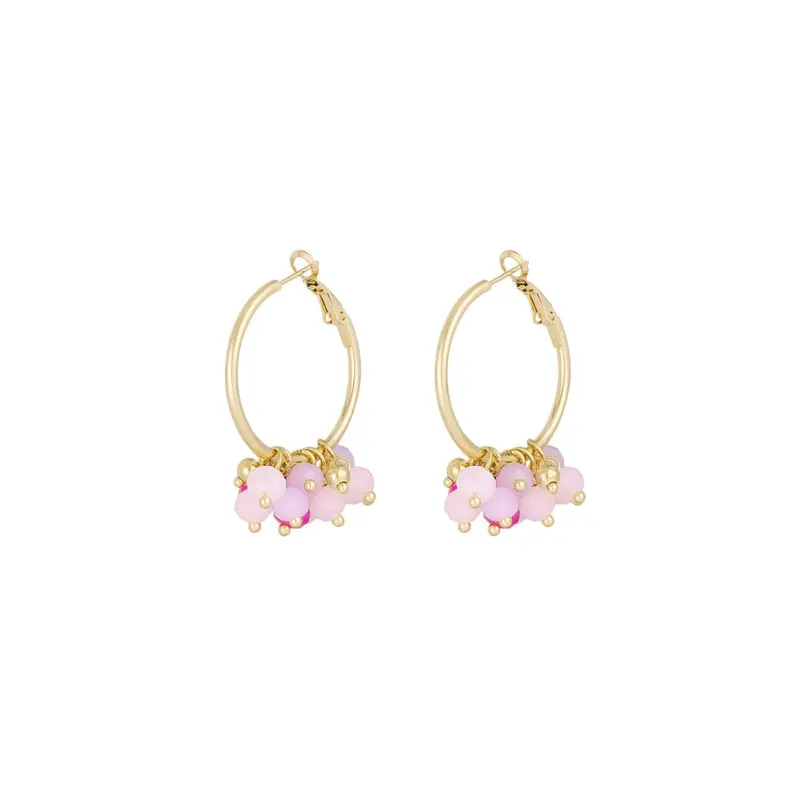 Cheerful with Colored Crystals Oorbellen Pink