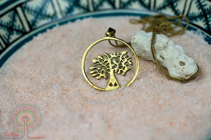 Classic tree of life - gold brass necklace