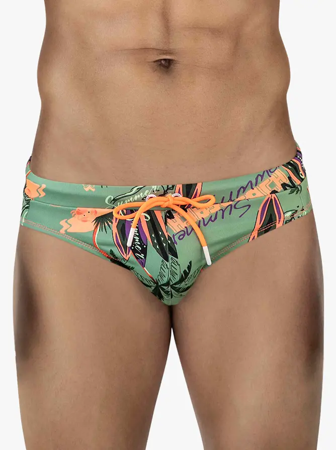 Clever Moda Sensorial Surfing Swimsuit Brief Green