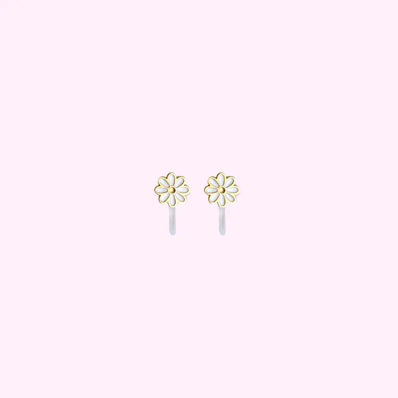 Clip oorbellen White Daisy