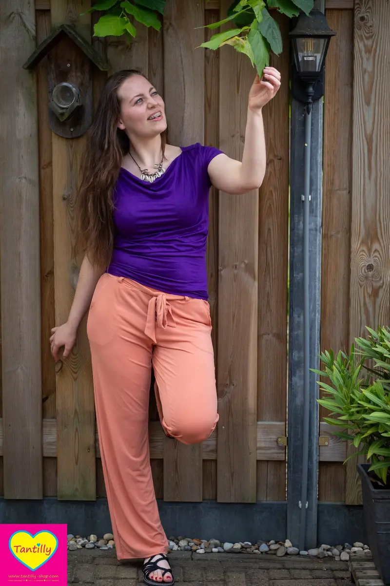 Col waterval top- donkerpaars- viscose