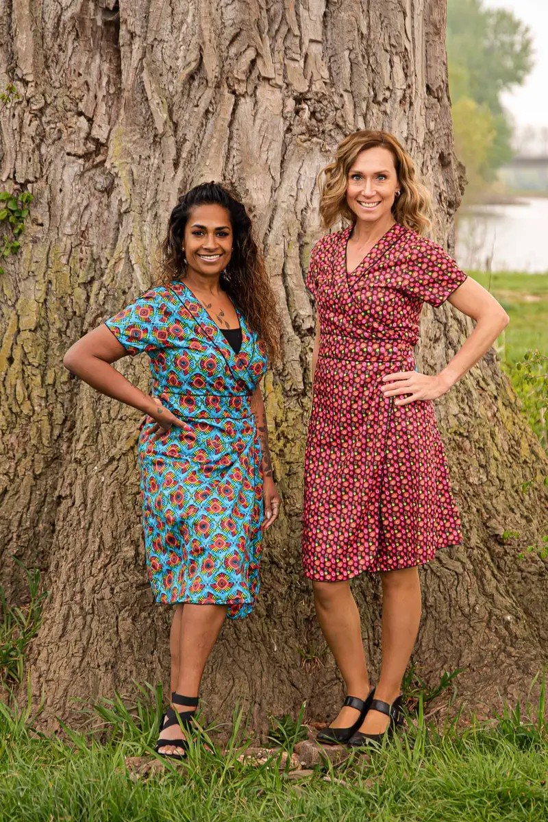 Cotton dress - 2 prints - reversible wrap dress - betty meets africa