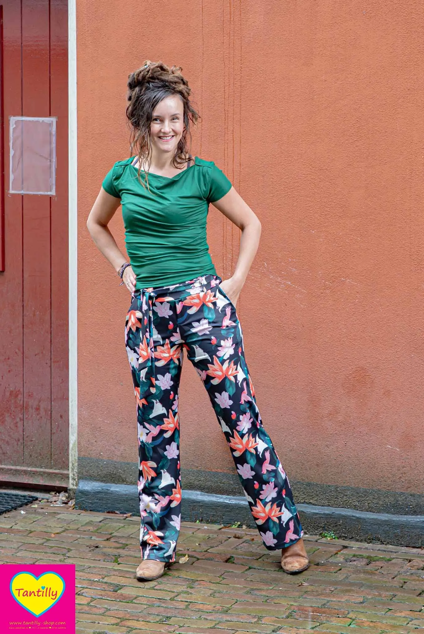 Cowl waterval top- donkergroen- viscose