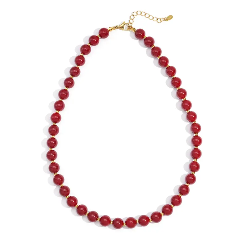 Crimson Red Acryl Ketting Goudkleurig