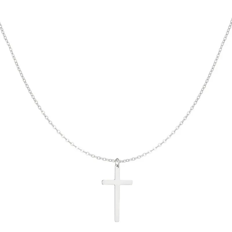 Cross Charm Ketting Zilverkleurig
