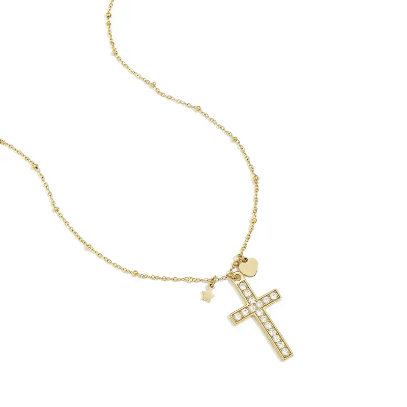 Cross Pendant Ketting Goudkleurig