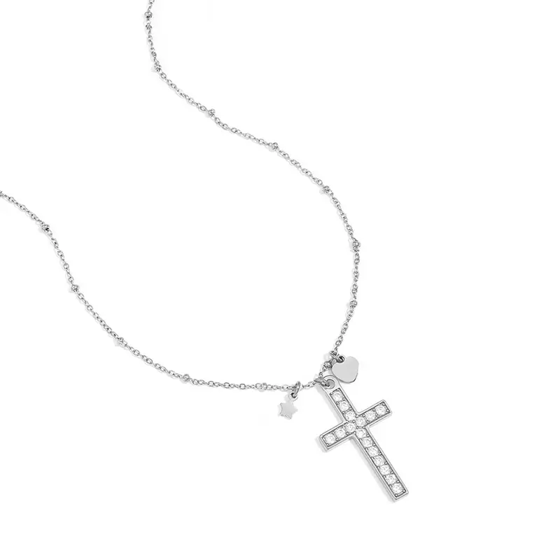 Cross Pendant Ketting Zilverkleurig