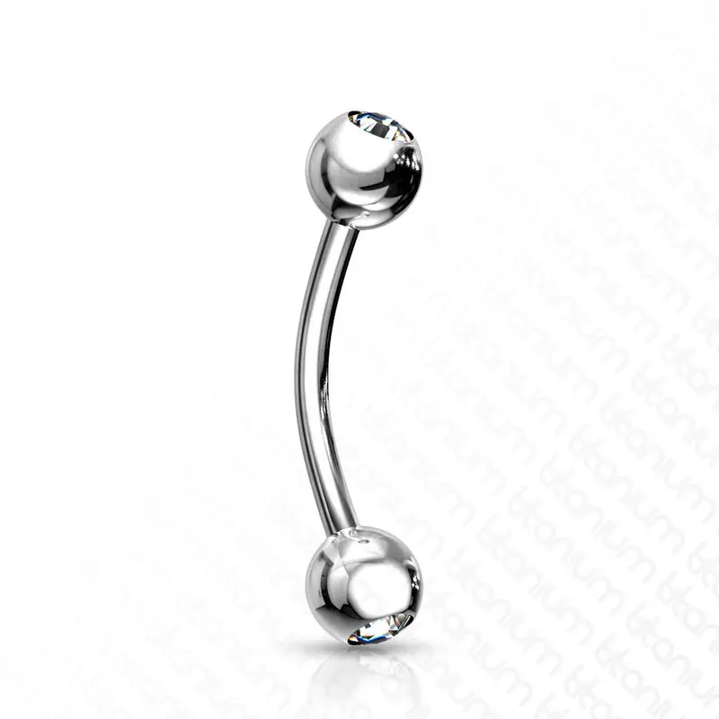 Curved Barbell Kristal Zilverkleurig - Titanium