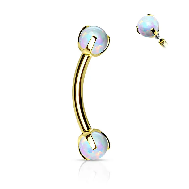 Curved Barbell Opal PVD Goudkleurig - Chirurgisch Staal
