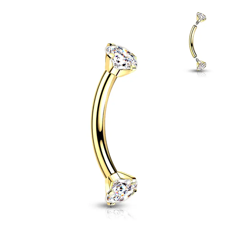 Curved Barbell Zirconia Goudkleurig - Titanium