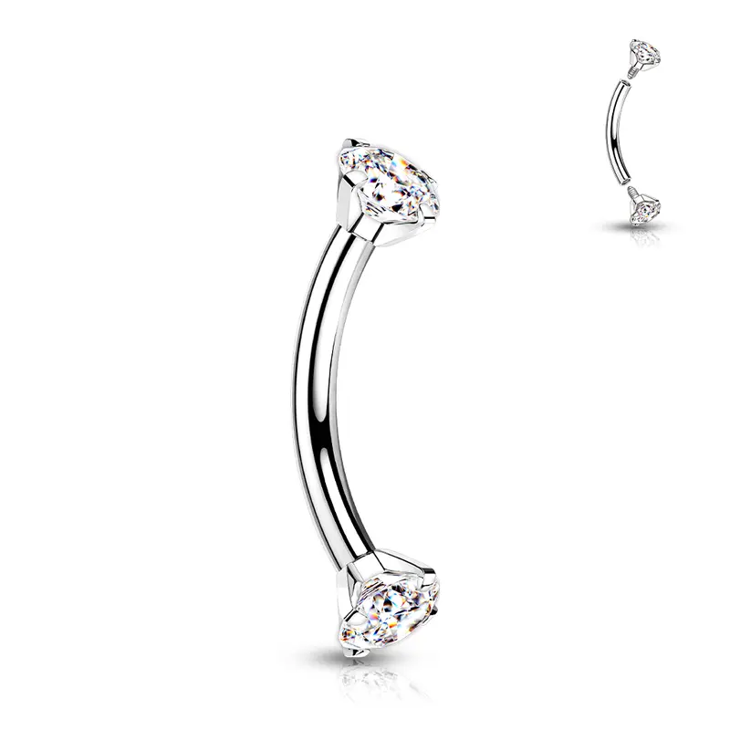 Curved Barbell Zirconia Zilverkleurig - Titanium