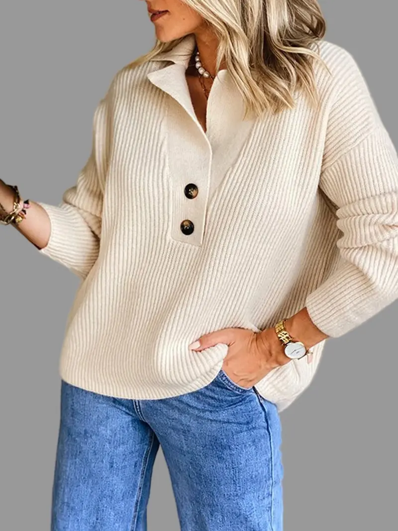 Dames jumper met revers – Abrikoos grafisch ontwerp