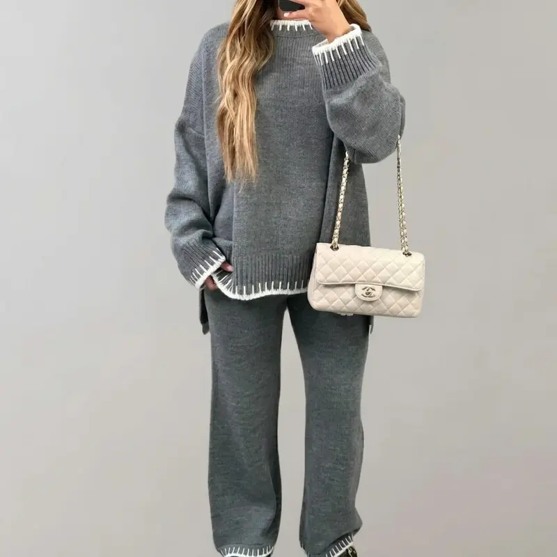 Dames Lounge Set met Gebreide Top en Broek