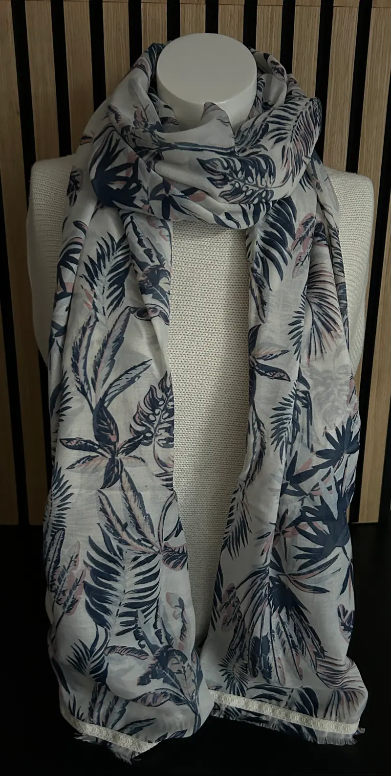 Dames sjaal denim-wit