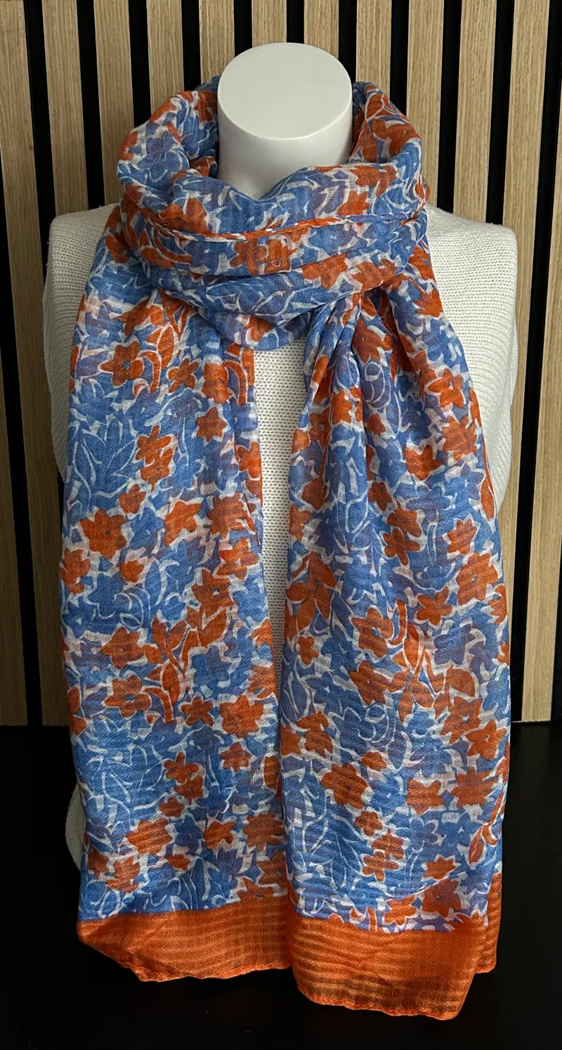 Dames sjaal oranje blauw