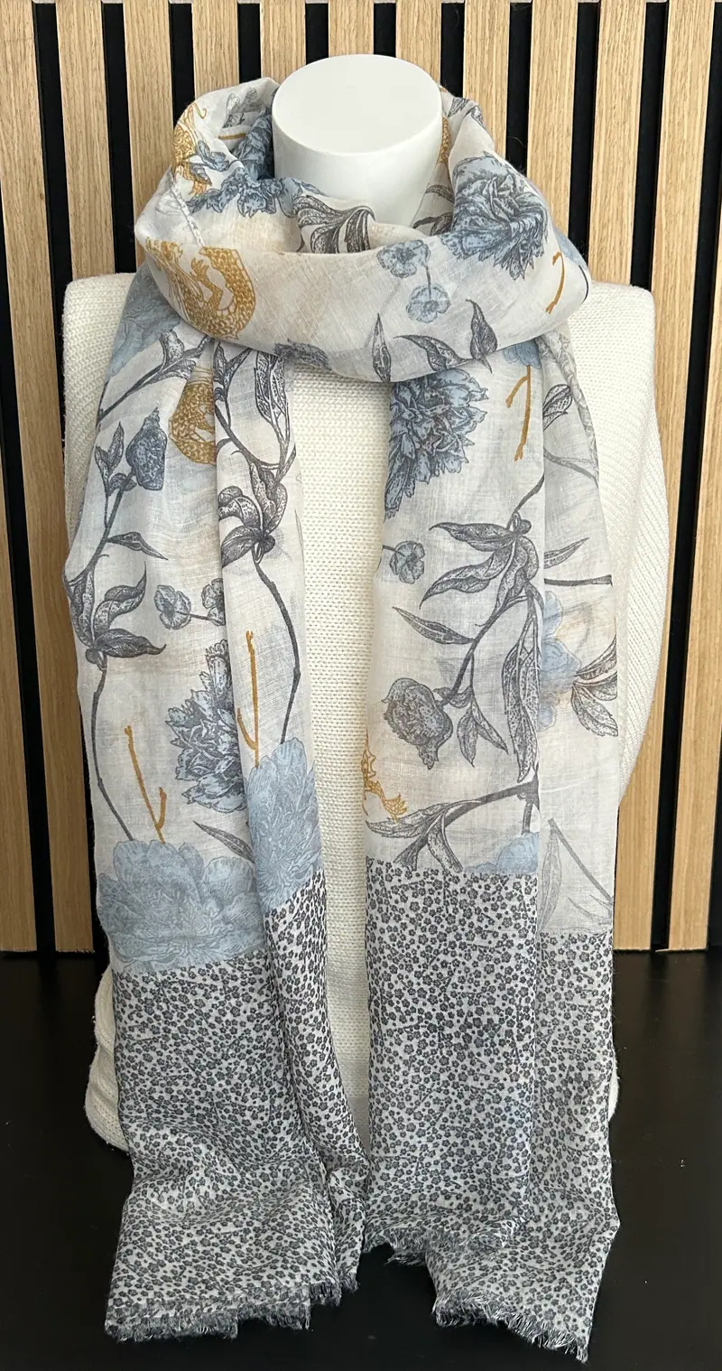 Dames sjaal wit-denim