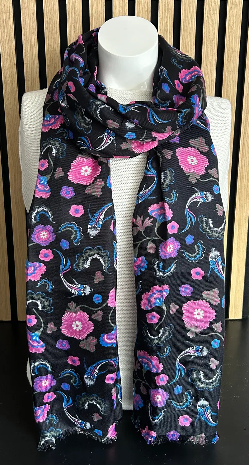 Dames sjaal zwart-roze