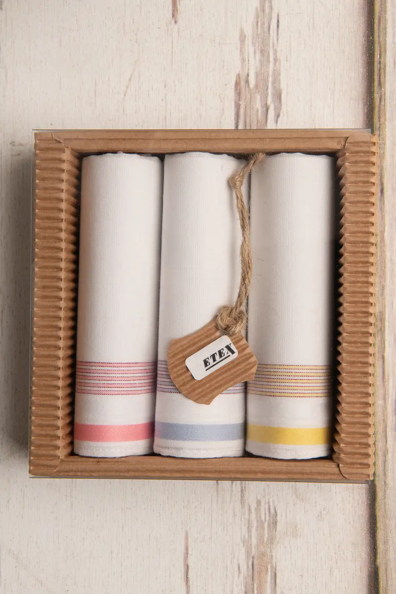 Dames Zakdoeken ETEX geschenkdoosje - 3 stuks - L47D
