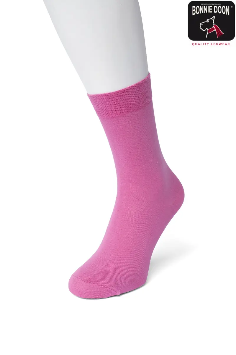 Damessok katoen lycra uni 83422 pink pink