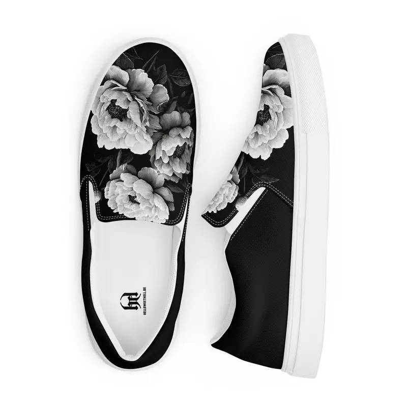 Dark Flowers - Slip-On FEMME (noir ou blanc)