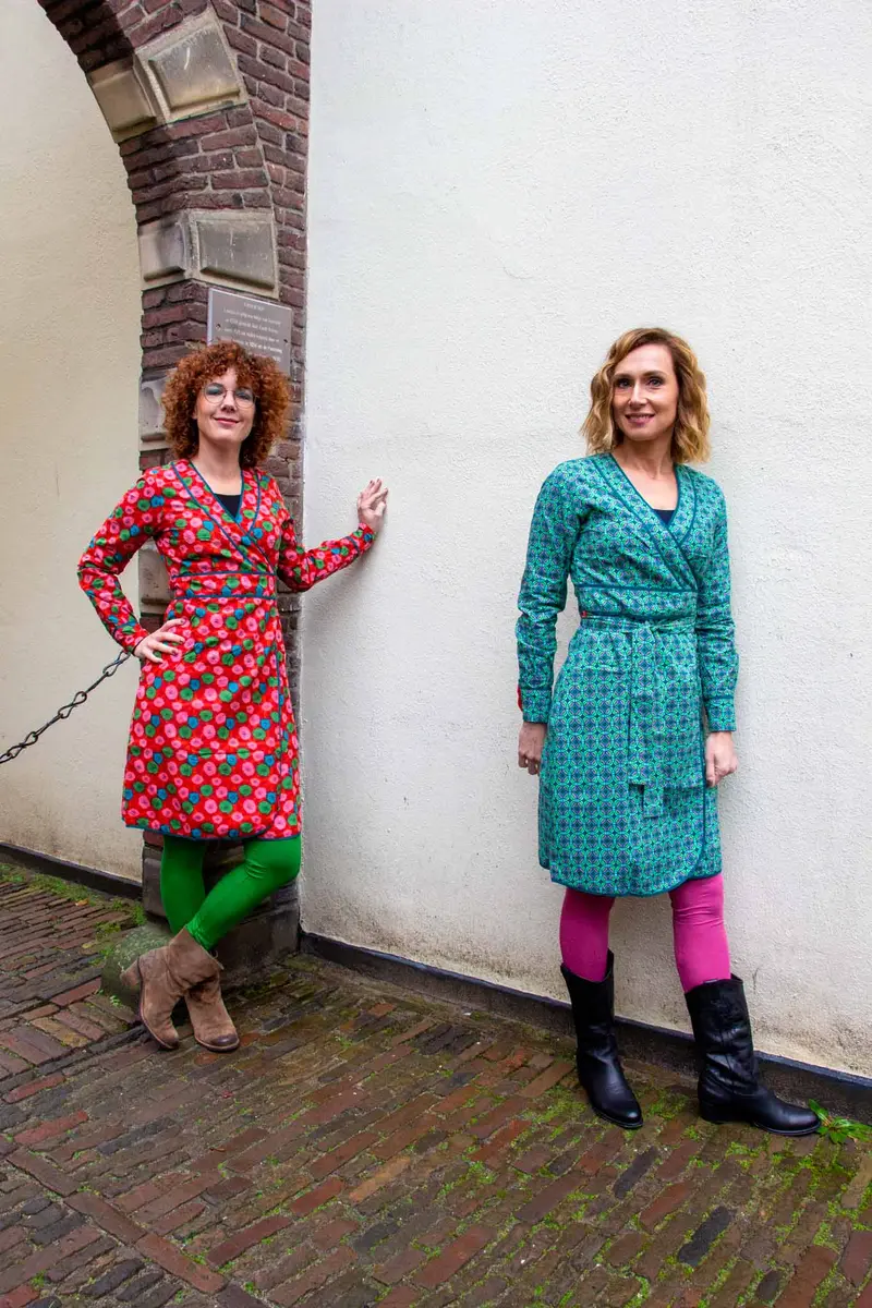 Dubbelzijdige dress- 100% cotton wrap jurk- lange mouwen - circle mandala