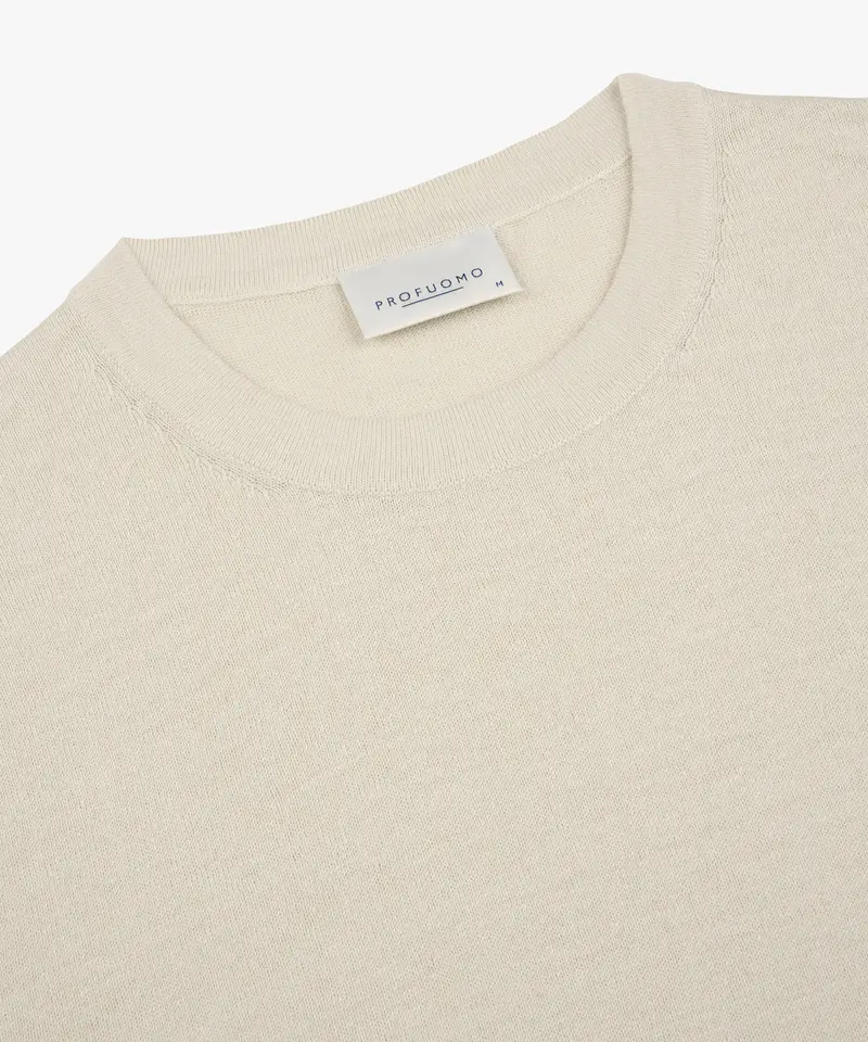 Ecru cotton linnen T-Shirt Profuomo - PPXT10006B-F