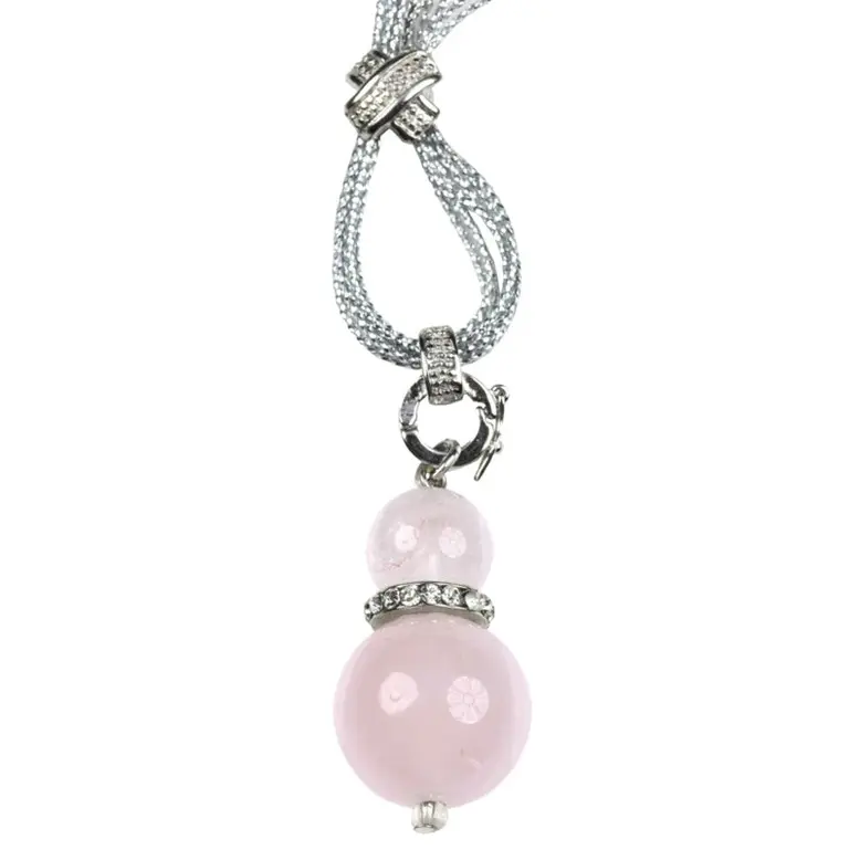 Edelstenen ketting Double Rose Quartz